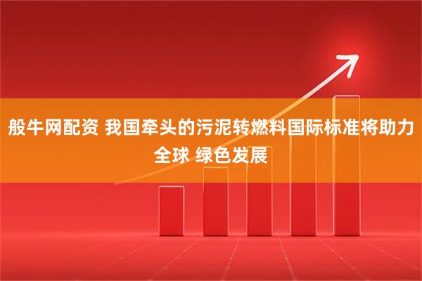般牛网配资 我国牵头的污泥转燃料国际标准将助力全球 绿色发展